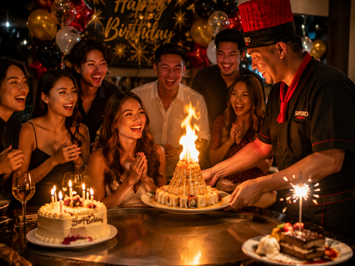 Birthday hibachi celebration